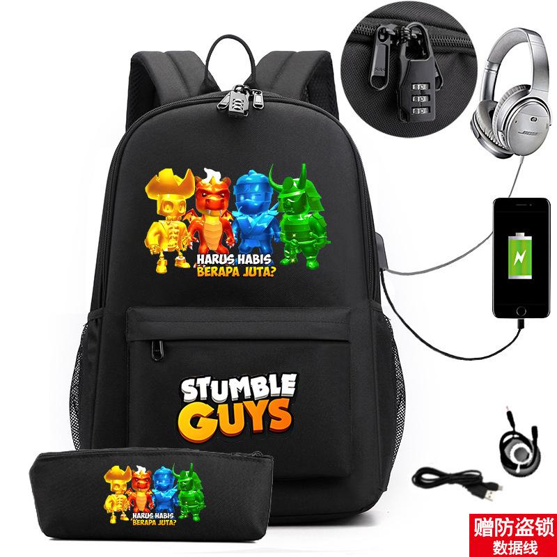 Collision Party Printed Student Bag Set Locked Backpack