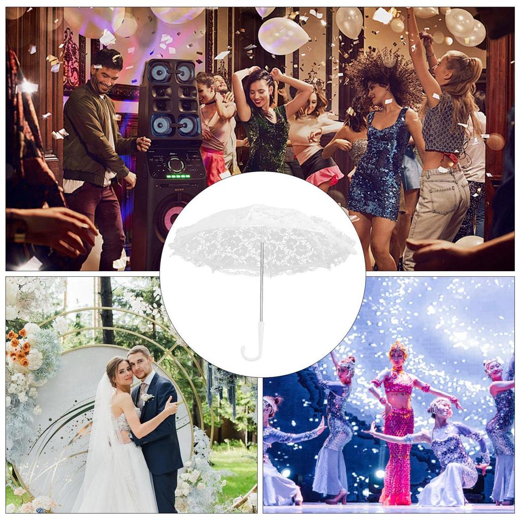 42CM Flower Lace Umbrella Wedding Decoration Vintage Embroidery Bridal Lace Parasol Photo Prop Outdoor Sun Shade Umbrella