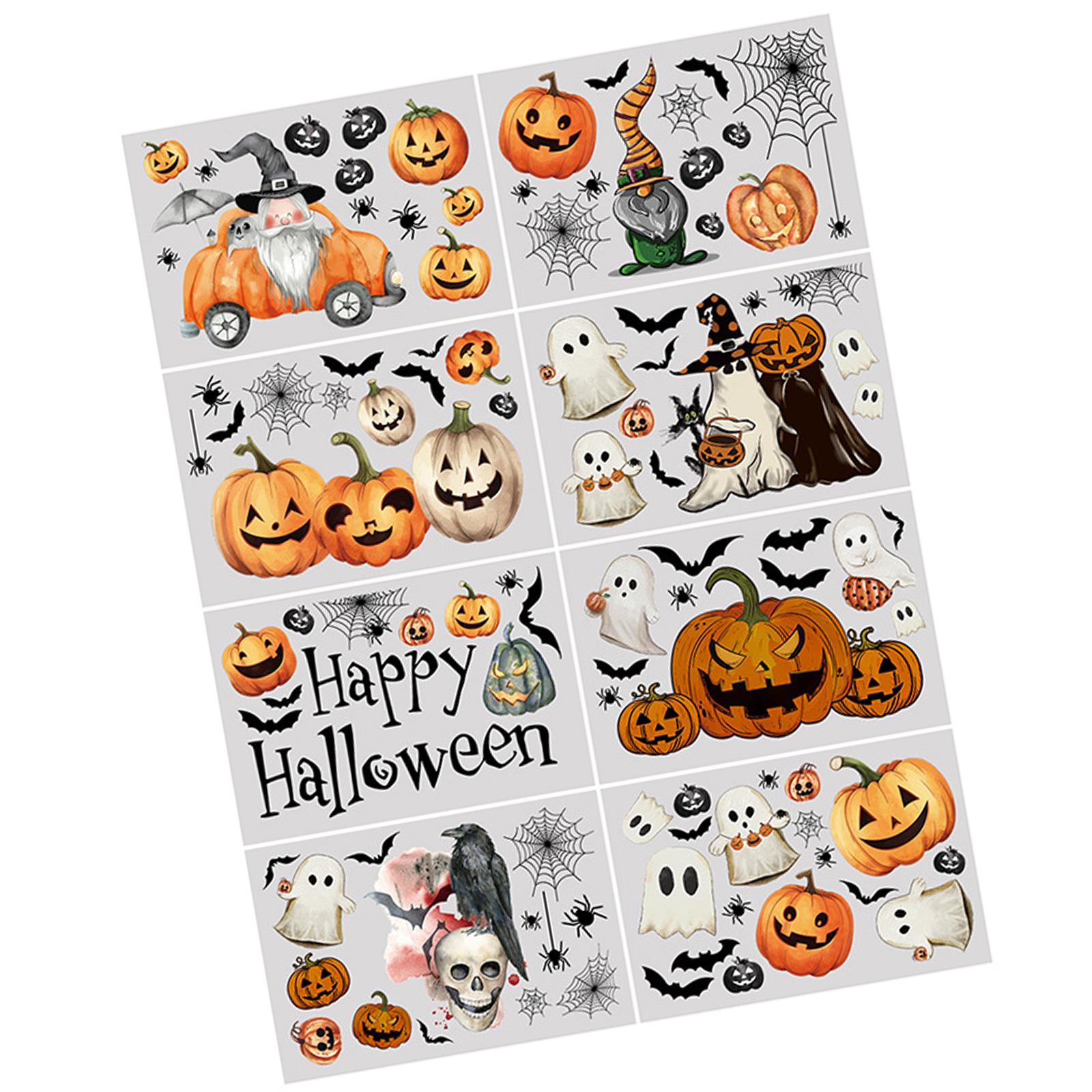 

Набор наклеек на окна на Хэллоуин, винтажные призрачные тыквы, летучие мыши, гномы, наклейки для домашнего декора, стекла и праздничных принадлежностей