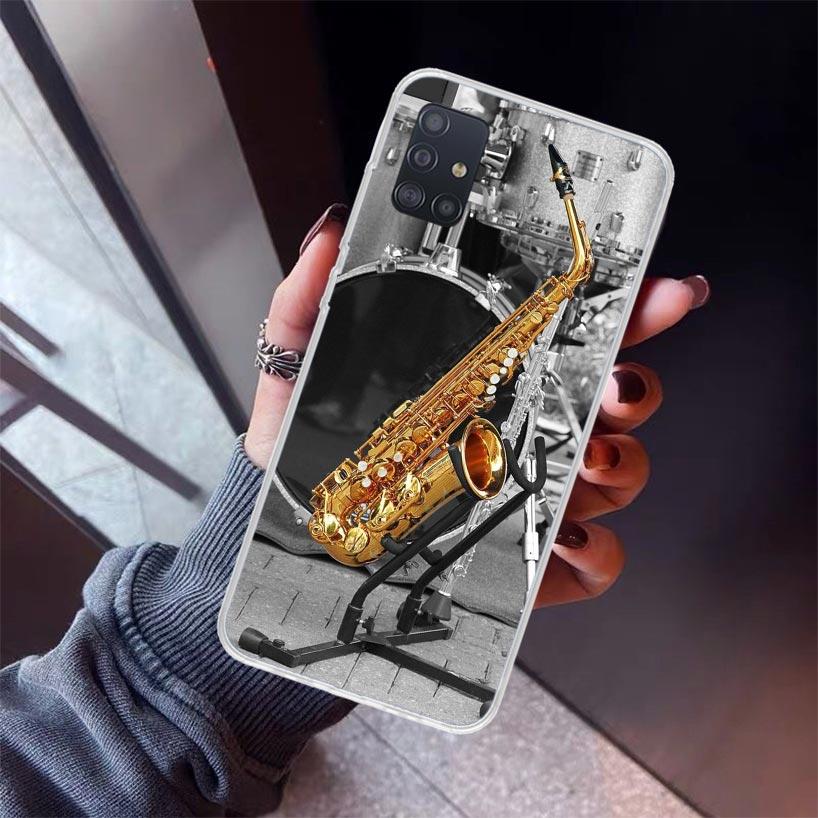 Music Saxophone Instrument Phone Case For Samsung Galaxy A52 A51 A50S A32 A22 A12 A02S A72 A71 A31 A70 A30S Note 20 Ultra 10 Plu