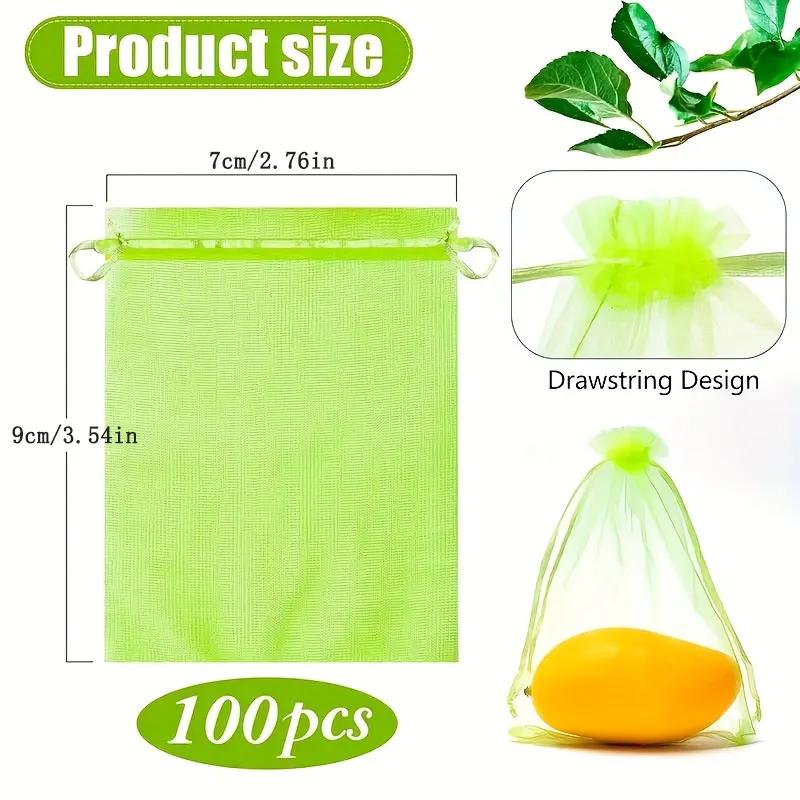 100Pcs Green Protective Bag With Zipperfruit Trees Transparent Mesh Barrier For Plants Perfect For Gardening And Pest Control