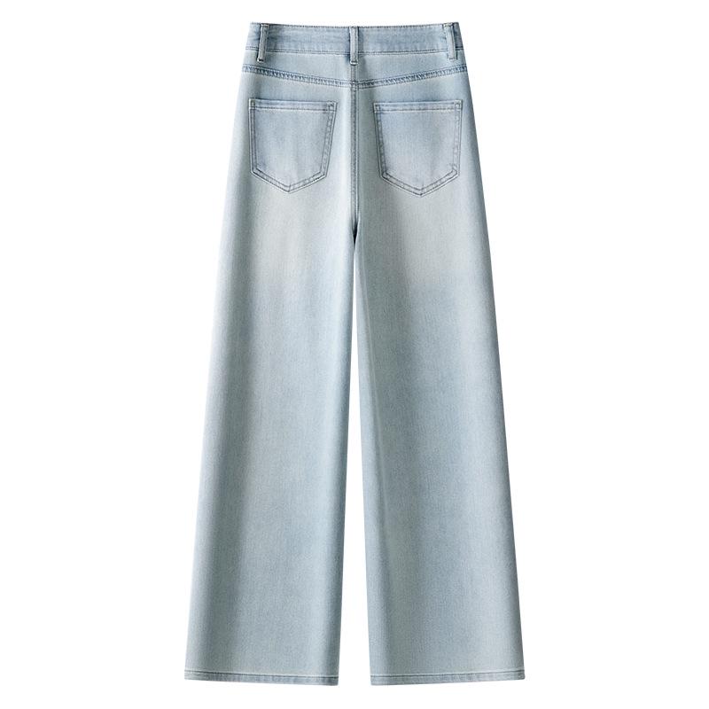 Women's Light Embroidered High-Waisted Summer Jeans - 2025 Loose Relaxed Straight-Leg Pants
