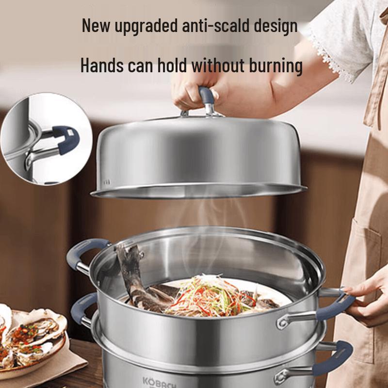 KOBACH 28cm 3-Layer Stainless Steel Steamer Pot
