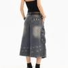 American Style Women Vintage Washed Workwear Denim Shorts with Multiple Pockets Pleated Design Loose Drapey Seven-Foot Pants