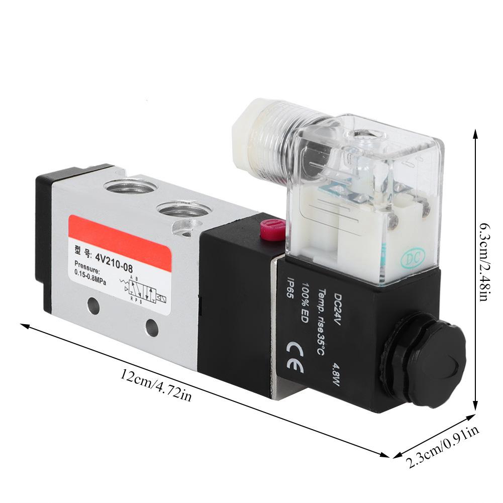 2 Position 5 Way Aluminum Alloy Pneumatic Solenoid Valve Pneumatic Piping Equipment (24V)