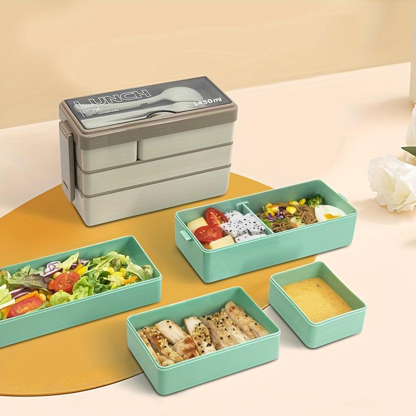 1450ML Bento Lunch Box Large Capacity Multi Layer Food Storage With Cutlery Stackable Leak-Proof Lunch Container Kitchen Supplie