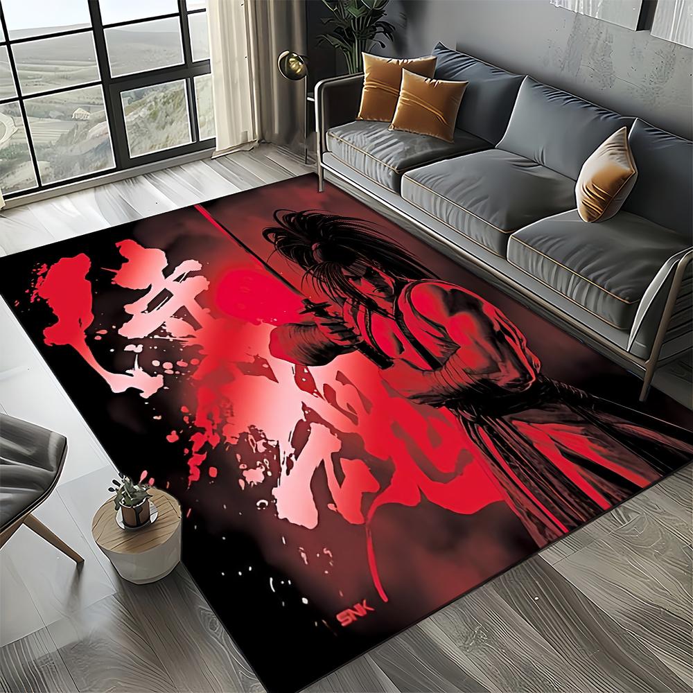 Retro Game Samurai Spirits Shodown Haohmaru Cartoon Carpet Rug for Living Room Bedroom Home Sofa Decoration,Non-slip Floor Mat