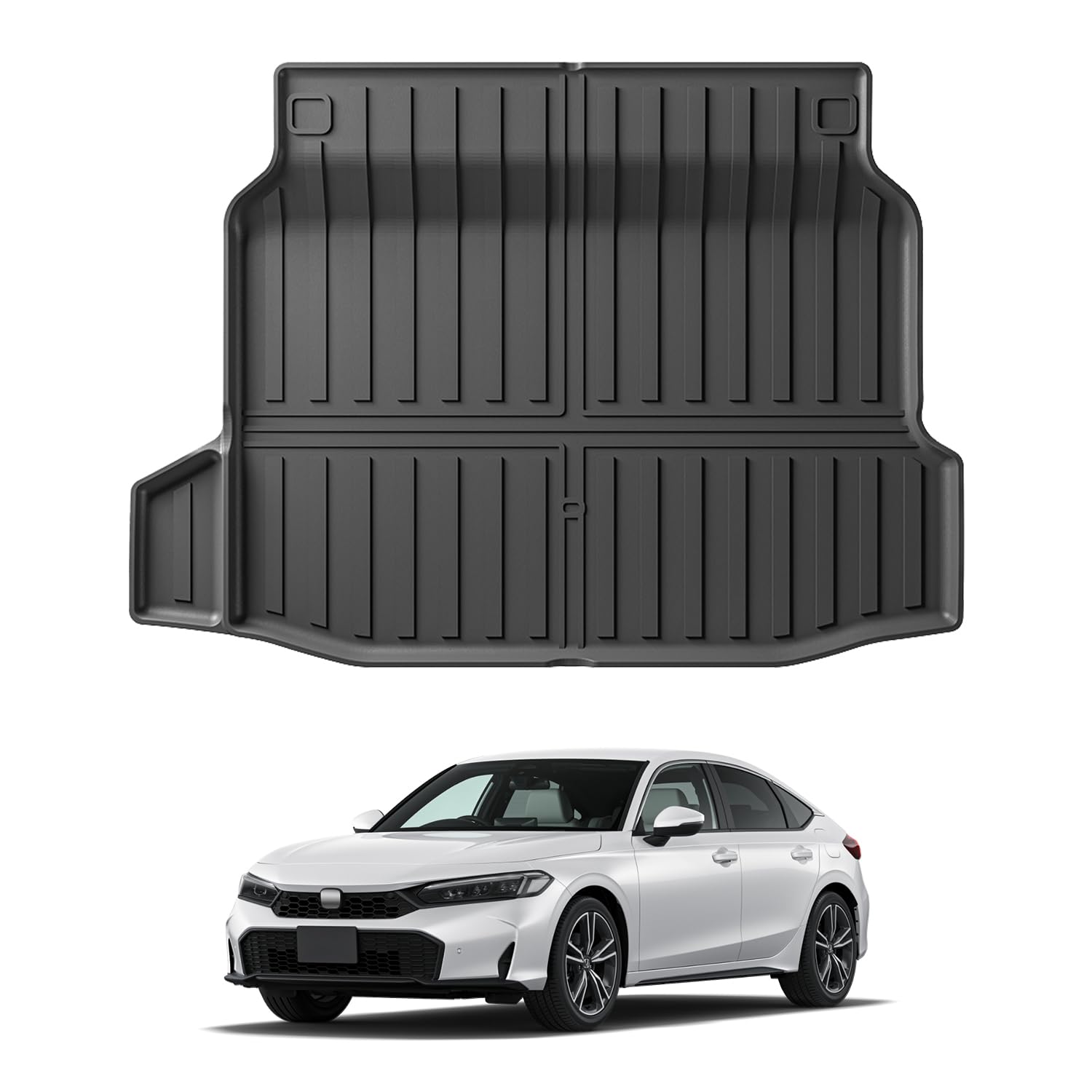 

CARVANTA Коврик в багажник серии Civic FL Совместим с моделями Honda FL1 FL4 FL5 с сентября 2021 года Поддон для багажника 3D-формовка Коврик для груза TPE Высокий