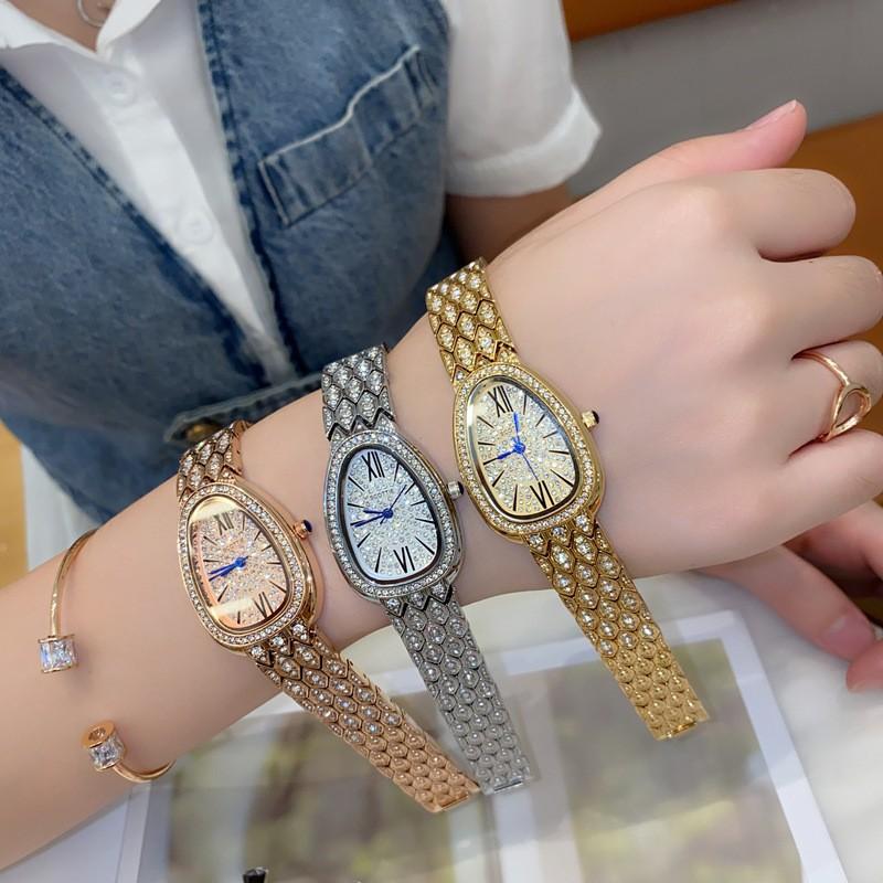Schlangen Uhr Schlangenkopf Damen Uhr Zigeuner Stern Mit Diamanten Und Stahlarmband Lieferung Exquisite High-End Wasserdichte Damen Uhr