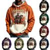 Men's Loose Fit Halloween Print Hoodie with Pocket and Drawstring