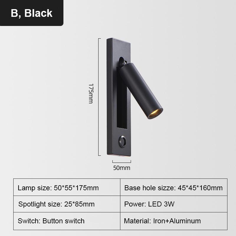 Moderne LED Wandleuchte Kupfer/Schwarz Einbau Wandleuchte LED 3W USB LED Lese-Wandleuchte Verstellbare Nachtlichter Wandlampe