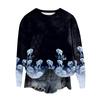 Women's Fashion Round Neck Pullover Top Long Sleeve Tee Printed Sweatshirt