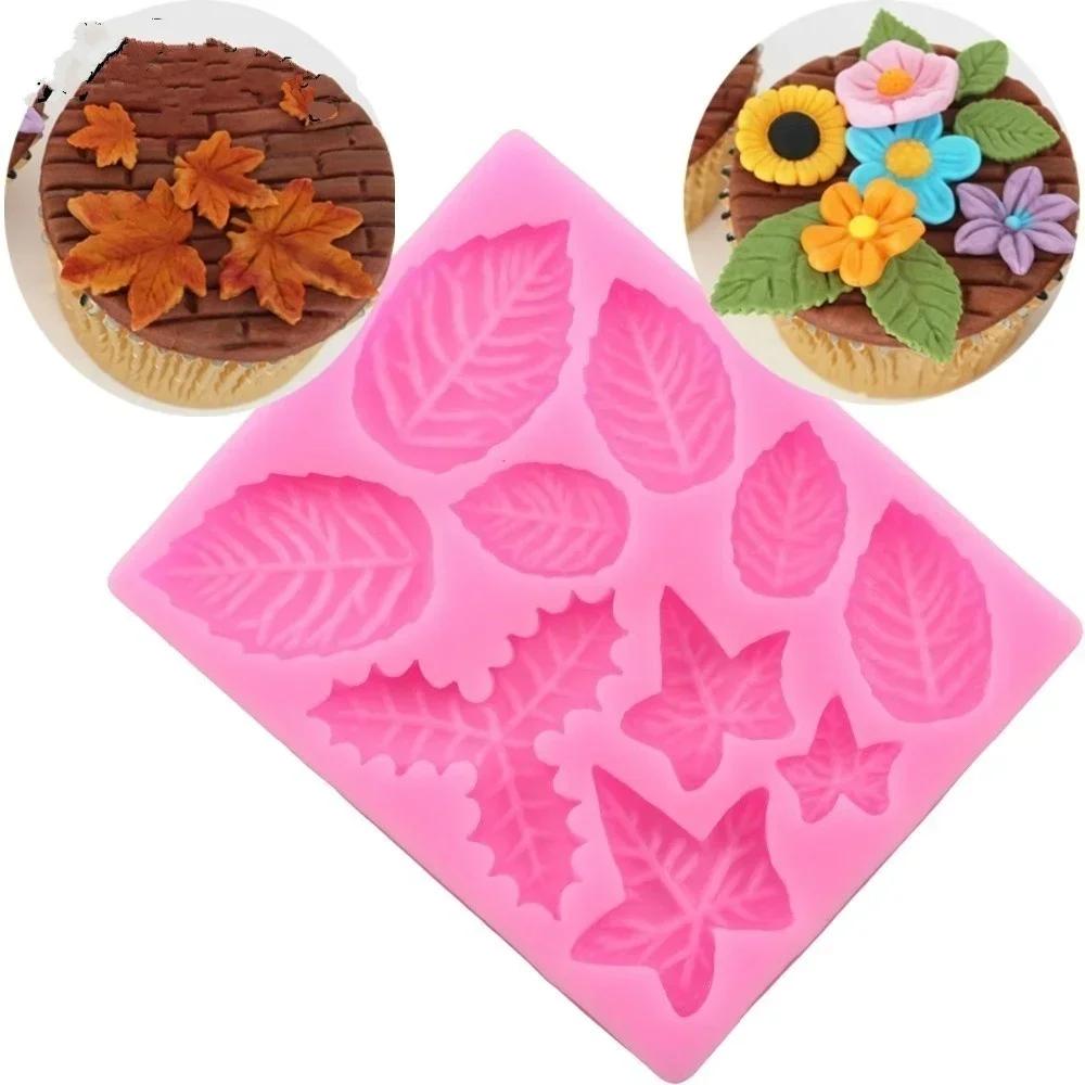 Rosa Farbe Handgefertigte Formen Ahorn Rose Blatt Kuchenrand Silikonformen Weihnachten Cupcake Fondant Kuchen Dekor Schokoladen Süßigkeiten Formen
