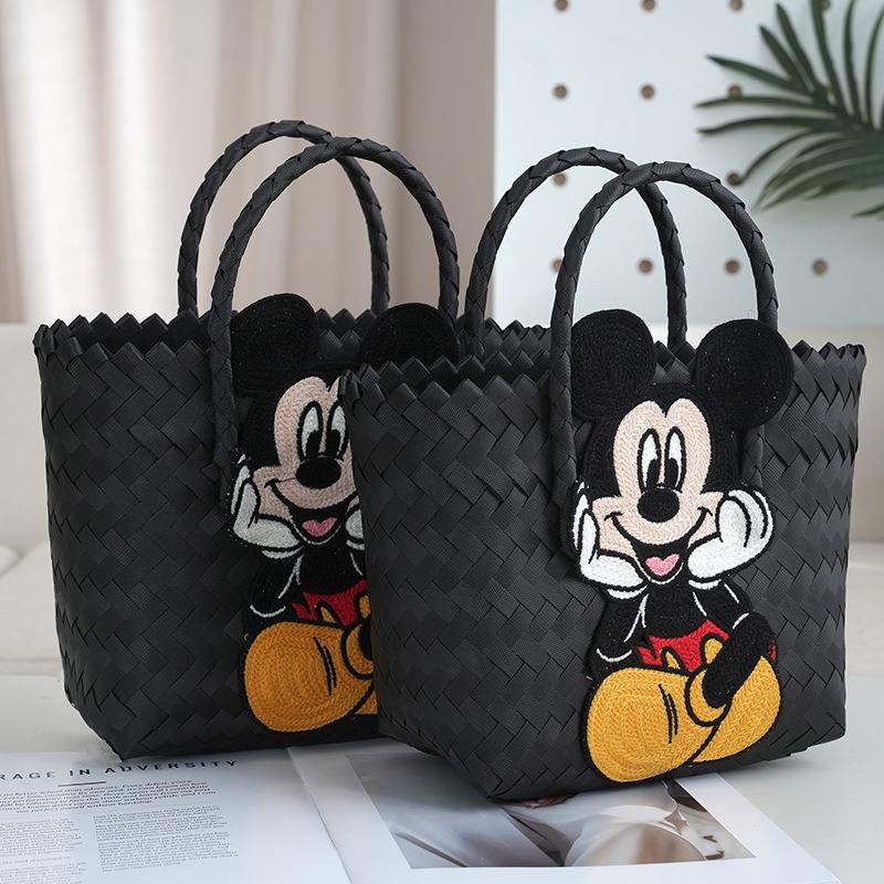 

Милая черная сумка-тоут через плечо с Микки Маусом, маленькая сумка-саквояж для женщин, пляжная сумка для отпуска
