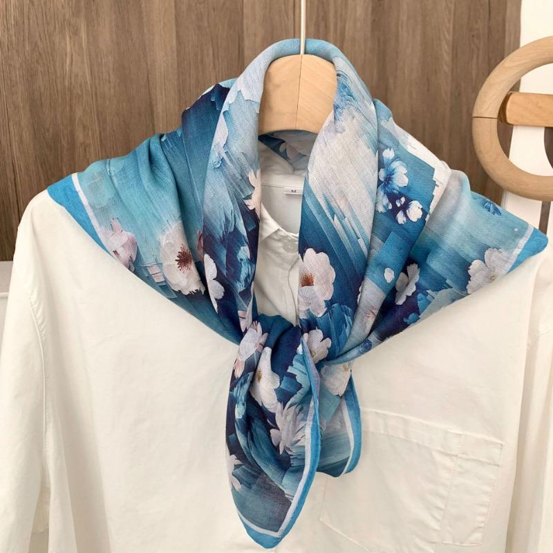 Square scarf new neck scarf scarf small shawl travel bag headscarf versatile cashew flower silk scarf