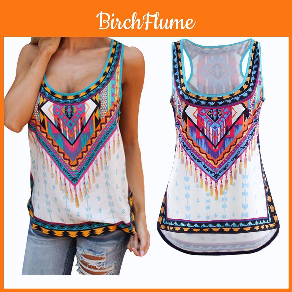 New Stylish European American Sleeveless Vintage Print Tank Top Plus Size