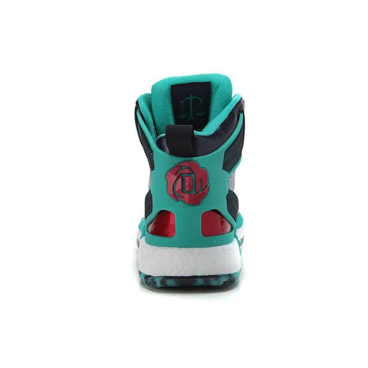 Adidas D Rose 6 Round Toe Lace-Up Synthetic Leather Durable Mid-Top Basketball Shoes Men Sneakers Black Green Q16930