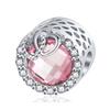 New Silver Plated Pink Diamond Butterfly Alloy Large Hole Charm Beads For DIY Bracelet Necklace Jewelry Accessories Gift