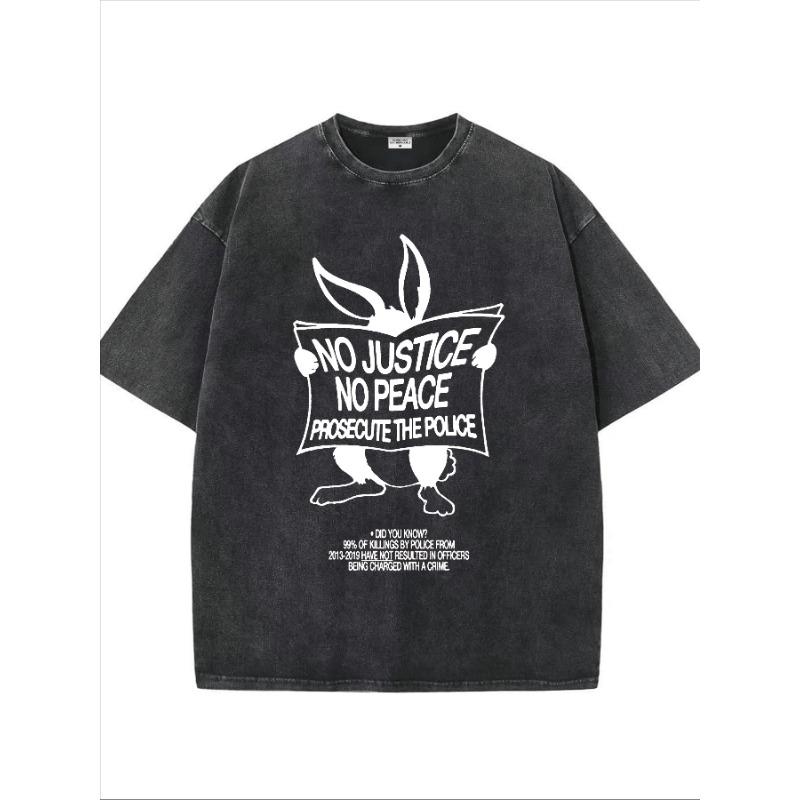 Protest Bunny Graphic T-Shirt - Vintage Washed, Short Sleeve, Graphic Design for Casual Wear