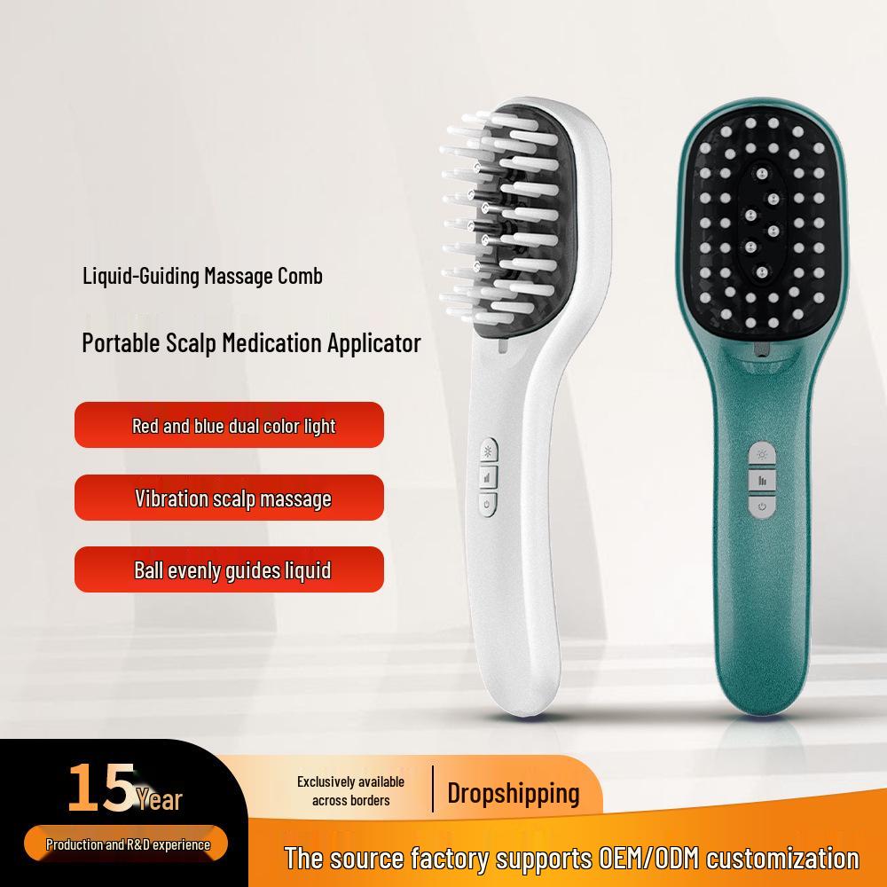 

Портативный массажер для кожи головы: Расческа для роста волос с красным/синим светом и отрицательными ионами Peacock Blue with Chinese Manual