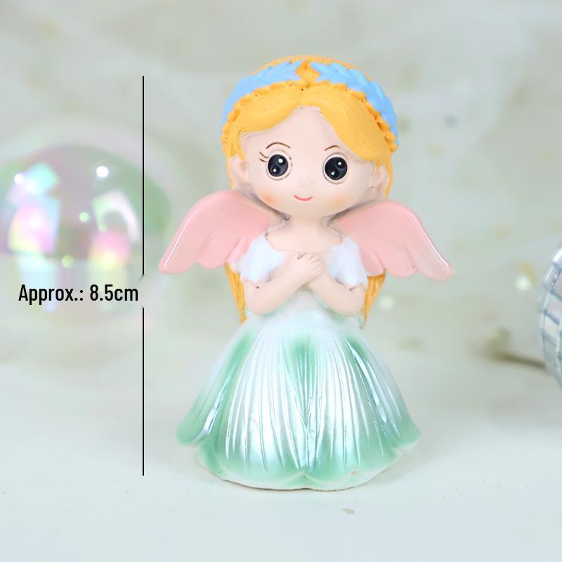 Fairy Princess Birthday Cake Decor: Gold Balls, Clouds & Colorful Wings Resin Ornaments