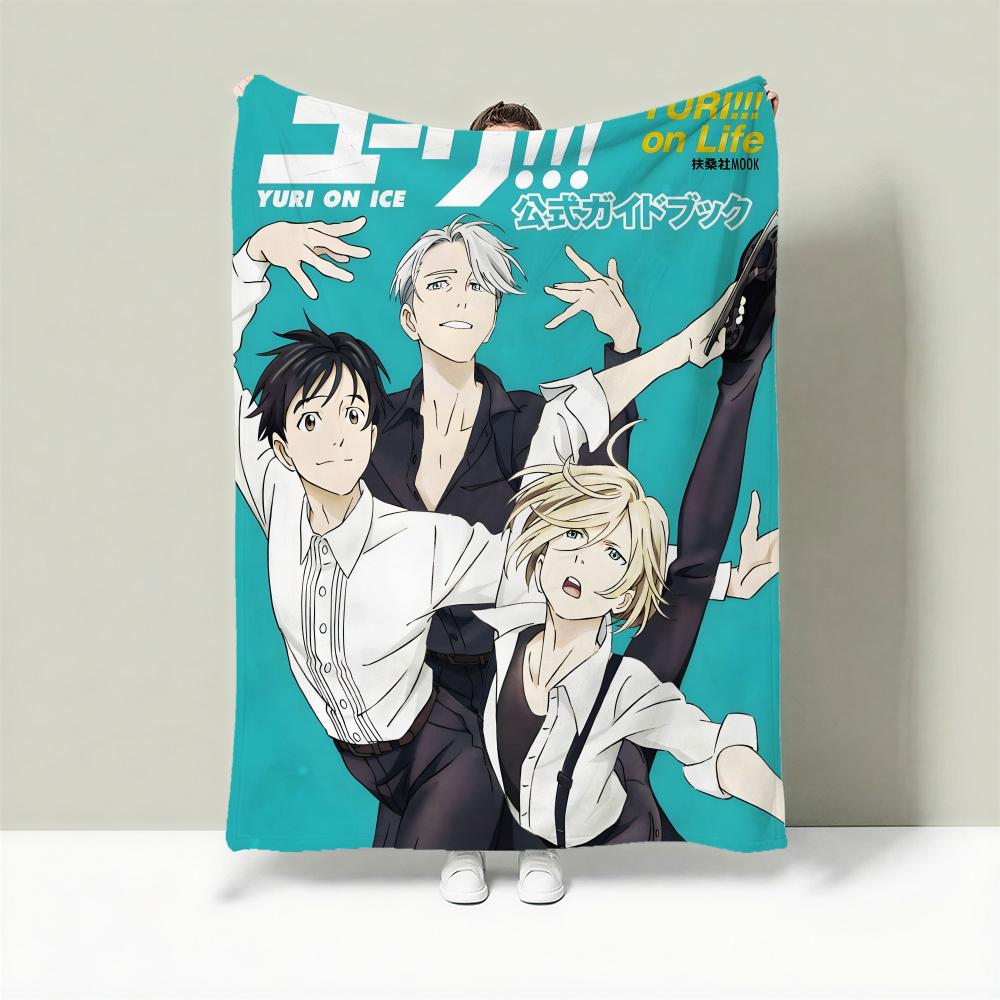 Anime Y-Yuri on Ice Throw Lightweight 240g Flannel Blanket Soft Skin-friendly for Summer Cooling