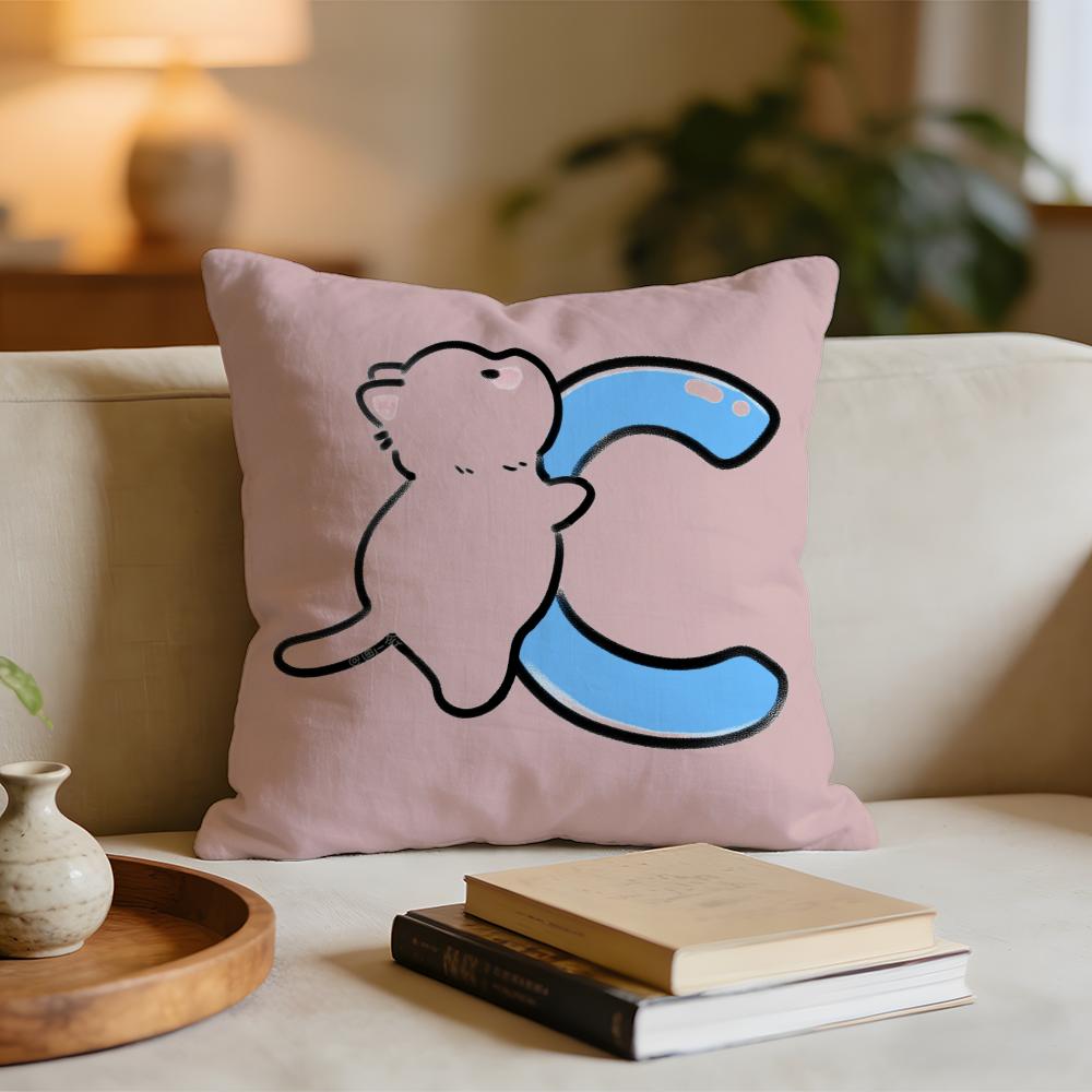 

Cute cat hugging English letters Cushion Cover Short plush pillowcase for bed sofa carwashable 30x30cm