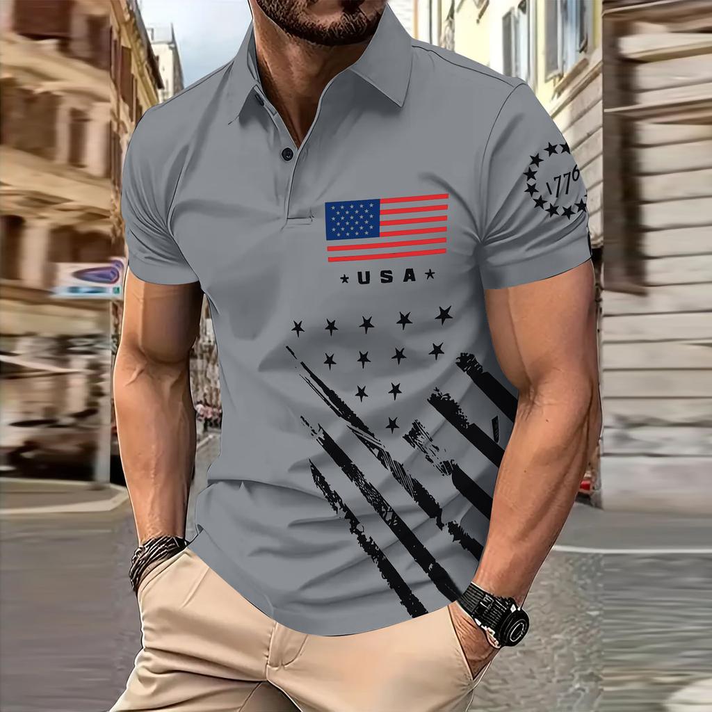 Men's  Golf Shirt Casual Sports V Neck Ribbed  Collar Short Sleeve Fashion Casual Solid Color Plain Spring & Summer Regular Fit