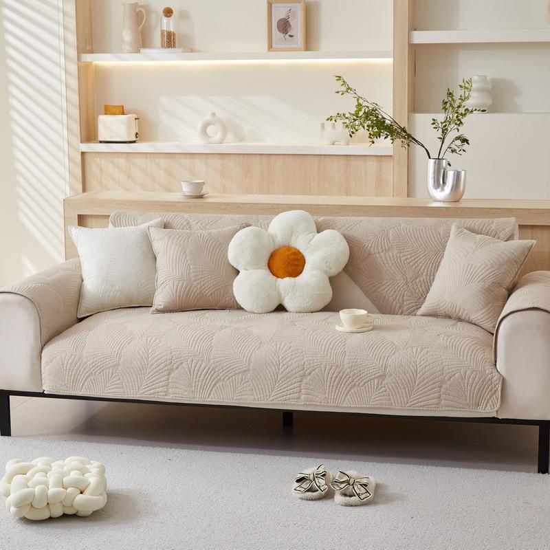 Nordic Simple Solid Color Sofa Cushion Four Seasons Pure Cotton Fabric Non-Slip Cotton Seat Cushion Universal Modern Sofa Cover Towel