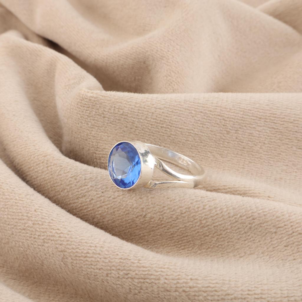 Cercei din Argint cu Piatră Prețioasă Tanzanit, Argint Sterling 925 Inel Frumos Făcut Manual pentru Femei, Cadou Piatră de Naștere Decembrie, Inel pentru Petrecere RR-83-16