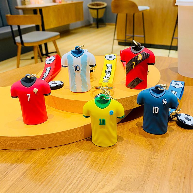 Adorable Cartoon Football Jersey Keychain Pvc Material Ideal For Backpacks