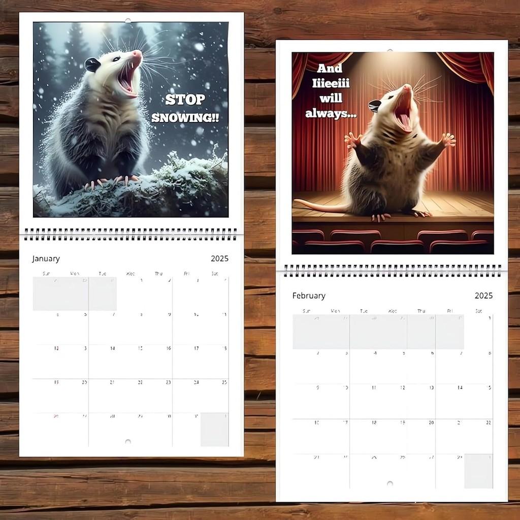 2025 Screaming Possum Calendar Featuring Adorable Artwork For Unique Home Decor Gifts