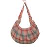 Neue gefaltete karierte Umhängetasche mit großem Fassungsvermögen für Damen, Canvas-Tasche, tragbare Messenger-Tasche, Damen-Pendler-Achseltasche