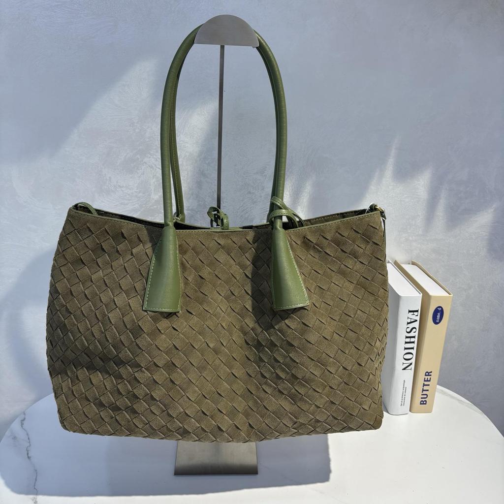 Herfst Retro Suède Geweven Tote: Veelzijdige Crossbody & Schoudertas