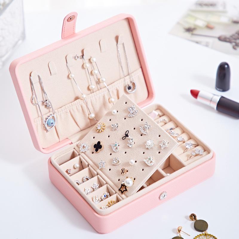 Portable PU Minimalist Jewelry Box for Studs and Rings - Multifunctional Storage Box