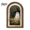 Halloween Entryway Decor Ghost Arch Wooden Sign, Cute Table Rustic Farmhouse Decoration Shelf Decor, Decorative Wall Art for Mantel Living Room