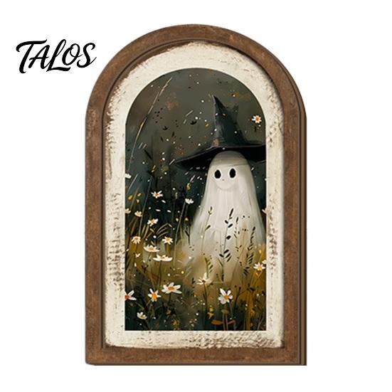Halloween Entryway Decor Ghost Arch Wooden Sign, Cute Table Rustic Farmhouse Decoration Shelf Decor, Decorative Wall Art for Mantel Living Room