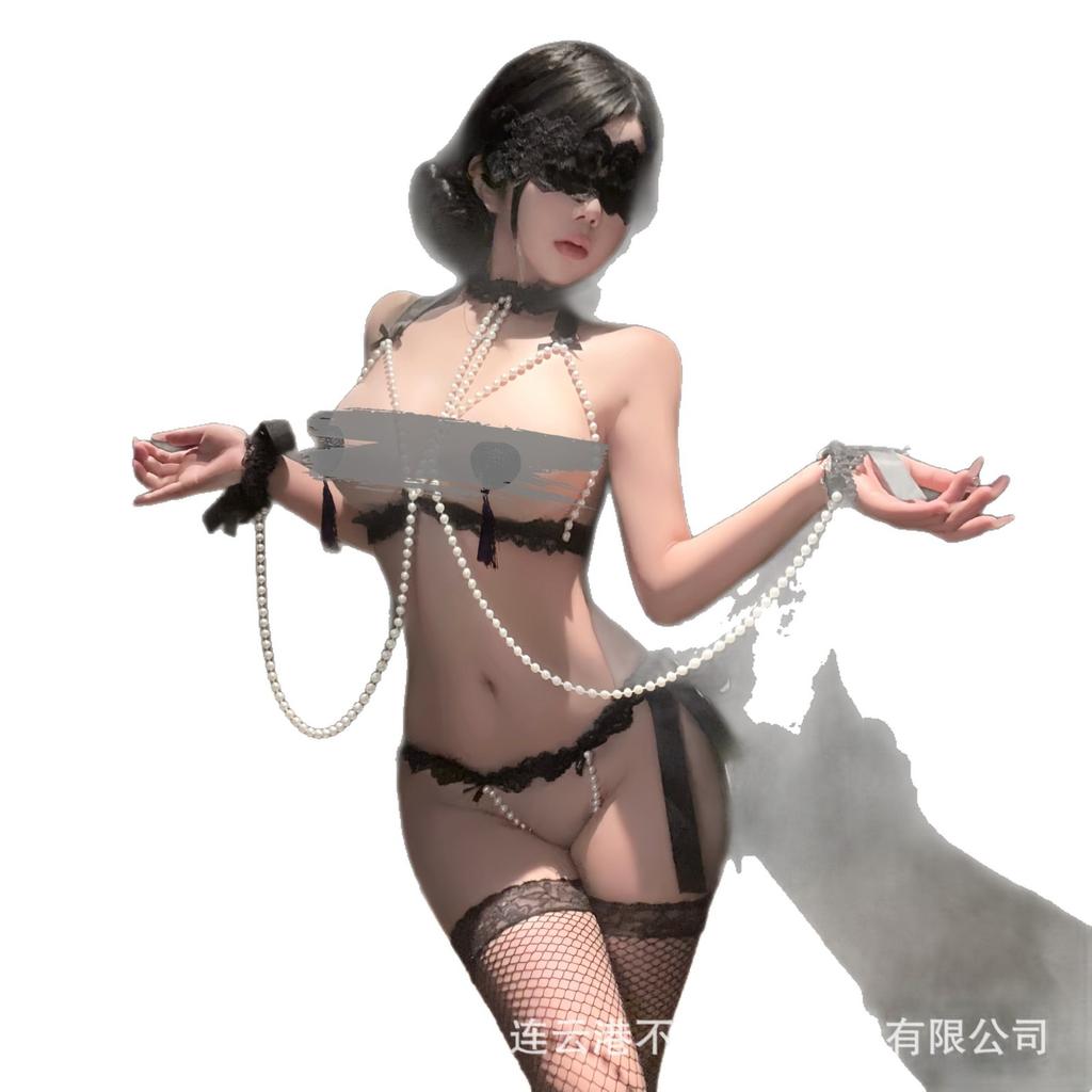 Sexy lingerie sexy SM pearl traction uniform pure desire flirting lace pajamas qqny suit women