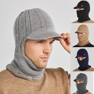 Men's Winter Warm Hat Ear Protection Windproof  Neck Mask Knitted Hat
