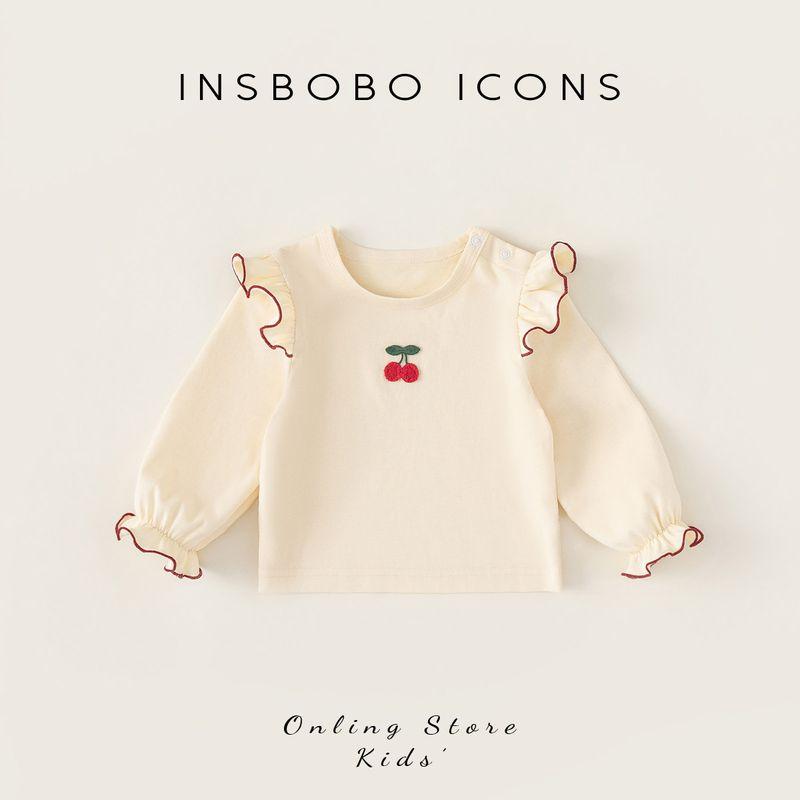 Insbobo Baby Girl Long Sleeve Autumn Wear Lace Fashionable T-shirt Apricot color 73