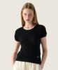 Tudument Puff Sleeve Round Neck Knit Top Black