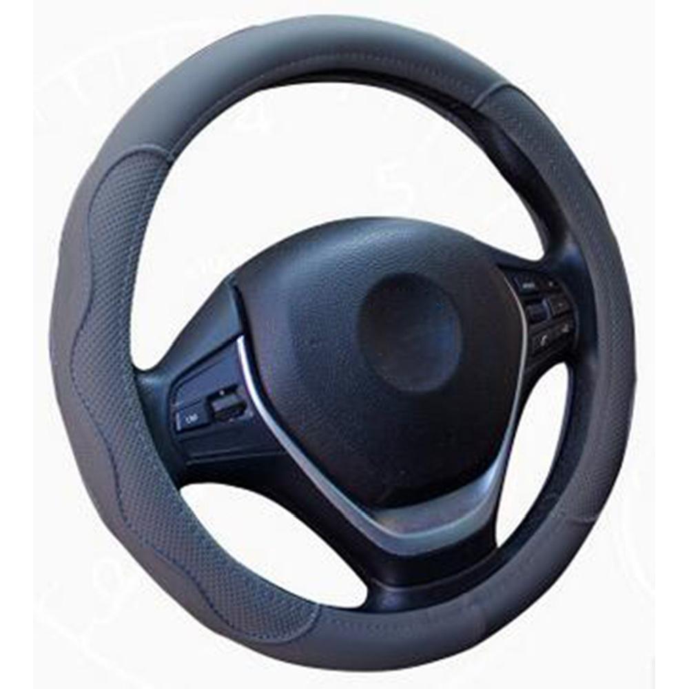 Four Seasons Gray Dynamic Pu Leather Embossed Car Steering Wheel Cover 38Cm New