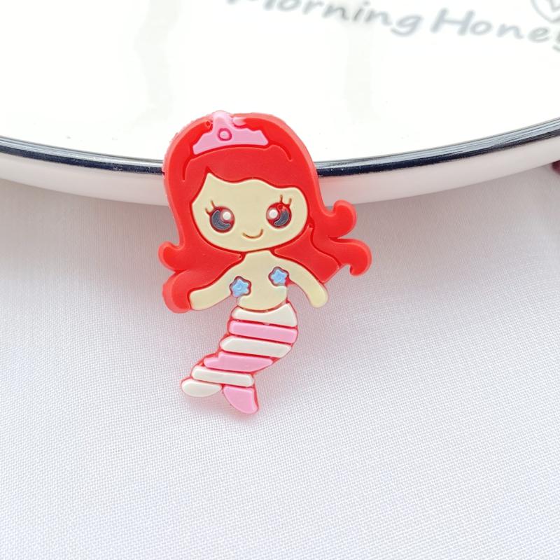 10pcs New Cute Cartoon Mermaid Series PVC Flexible Glue Flat Back DIY Scrapbook Embellishment Phone Craft Decoration