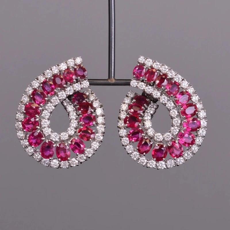 Luxury  Silver Color Inlaid Pink Cubic Zirconia Dangle Earrings for Women Delicate Engagement Wedding Earrings Jewelry