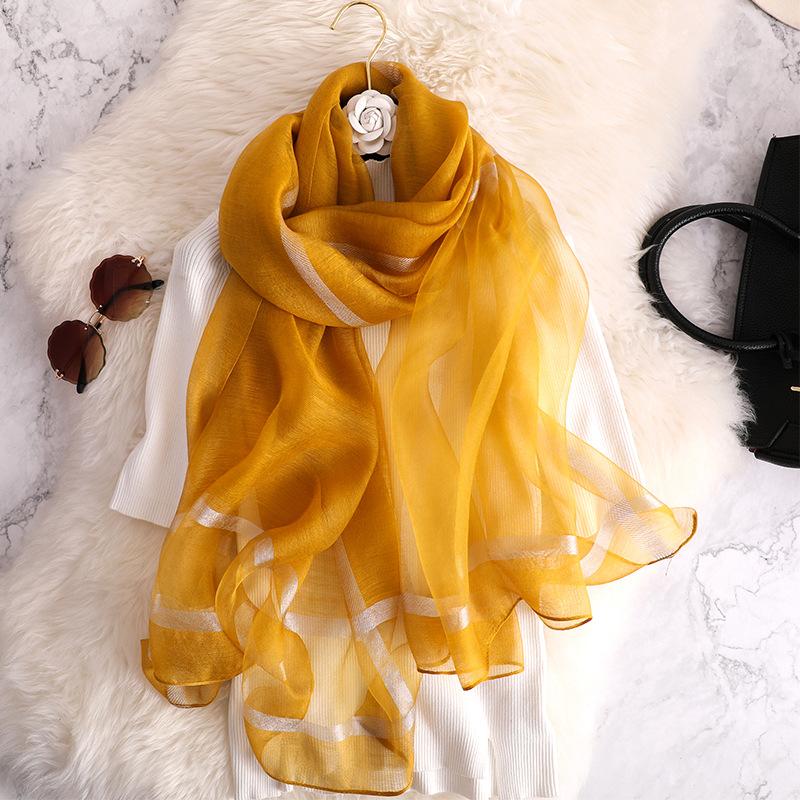Designer Sommer Damenseidenschal Mode Lange Schals Damen Wickeltücher Designer Pashmina Strandstolen Foulard Damen orange