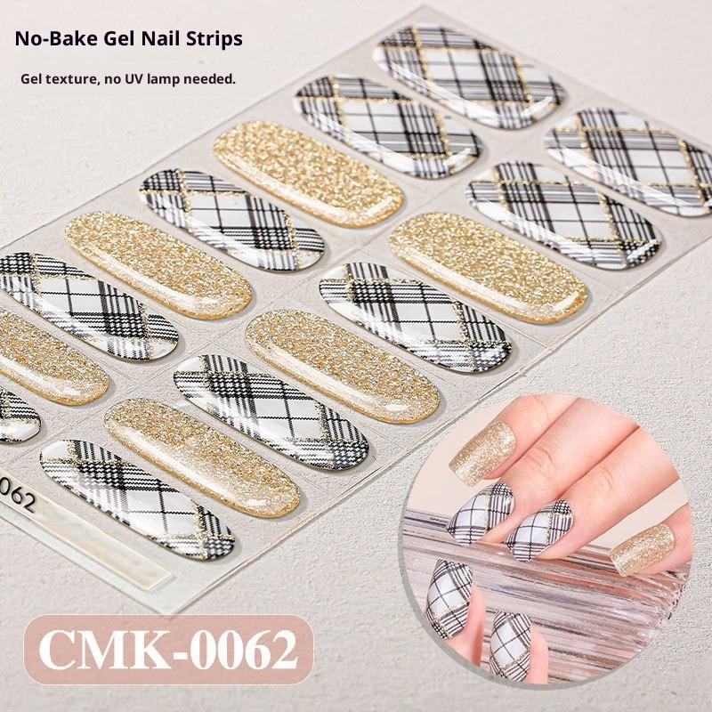 French-style No-bake Gel Nail Stickers, Glittery Gradient, Amazonian Style, No-bake Nail Stickers