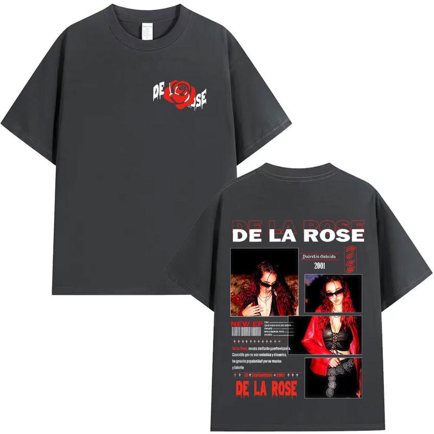 De La Rose Album Trendy Double Sided Print Tshirt Mens High Quality Oversized Tee Shirt Harajuku Casual Cozy T Shirt Streetwear