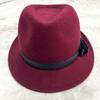 Used STETSON maxim burgundy wool hat with black ribbon and feather decoration
