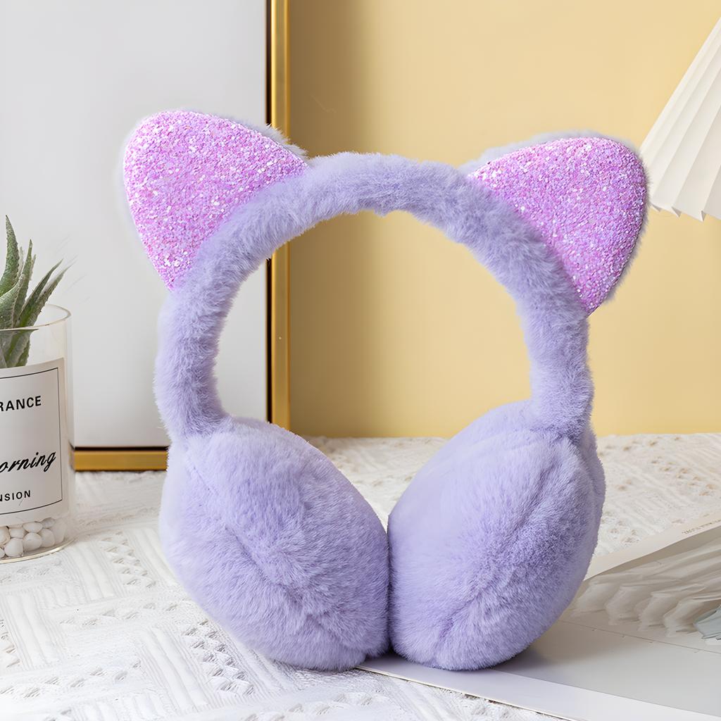 Cute Kitty Animal Earmuffs Foldable/Unfoldable Ear Warmers Winter Warm Plush Outdoor Ear Covers