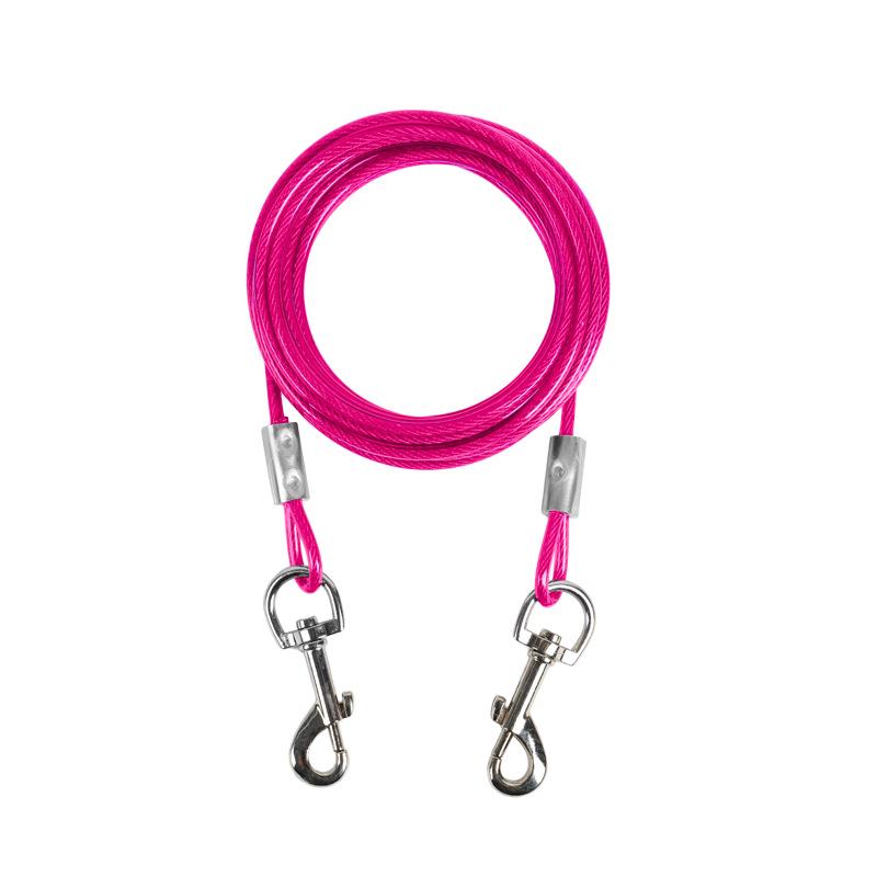 Double-Headed Iron Dog Leash with Steel Wire Rope for Two Dogs